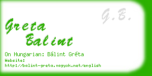greta balint business card