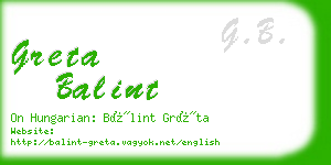 greta balint business card